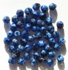 50 6mm Faceted Satin Sapphire Tortoise Firepolish Beads